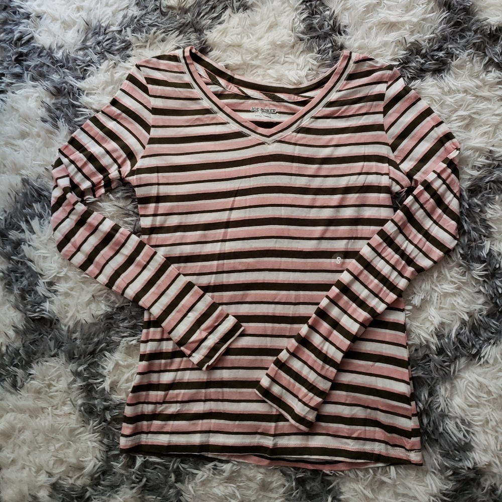 JOE Boxer Pink striped long sleeve top small